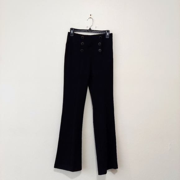 Premise Pants - High Waist, Flared leg, Military button Dress Slacks